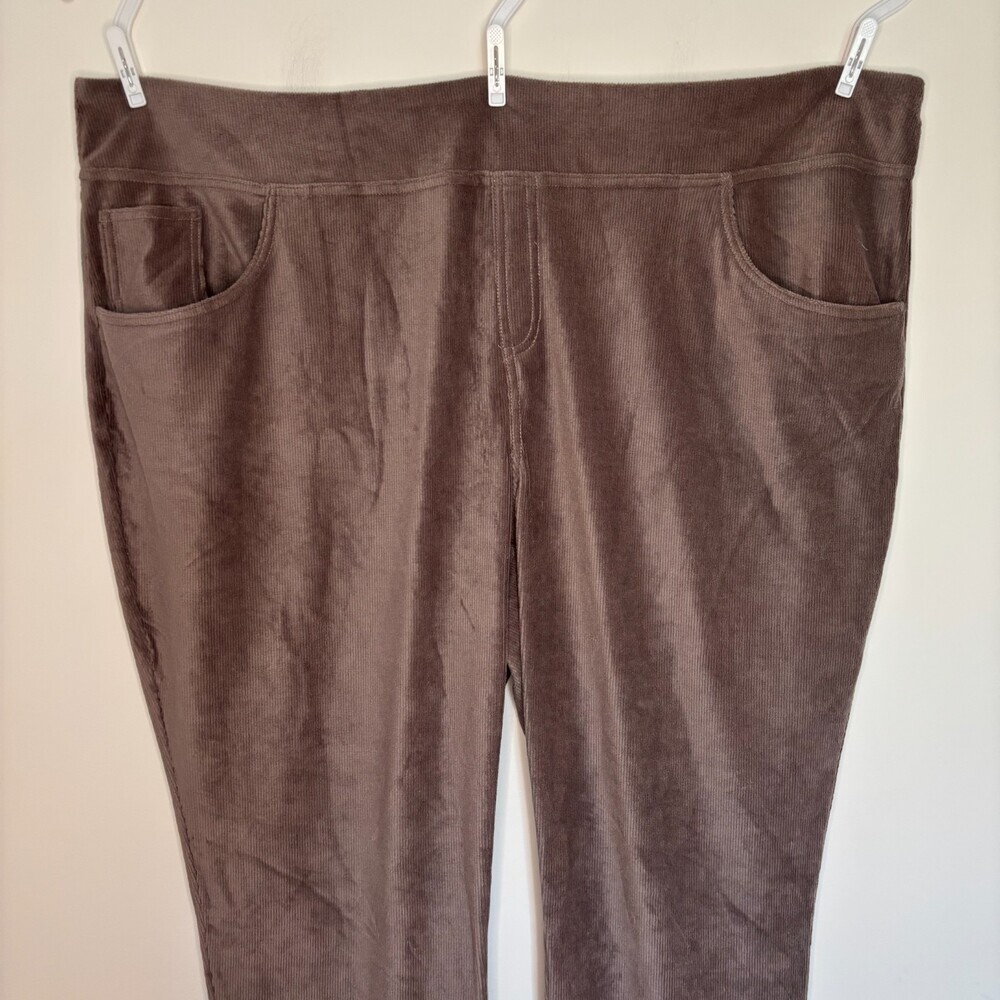 Belle by Kim Gravel NEW Knit Corduroy Jeggings Womens 32W Brown Stretch Pants